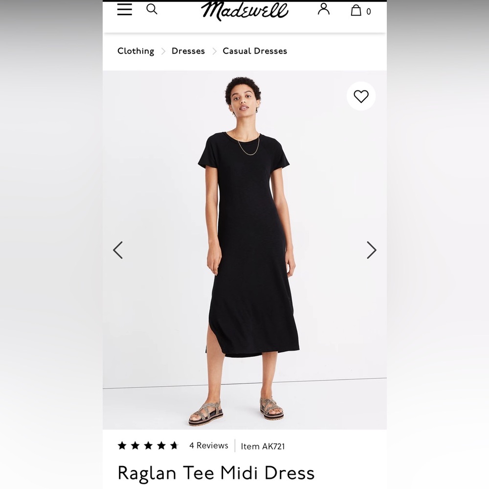 Madewell Black Raglan Tee Midi Dress